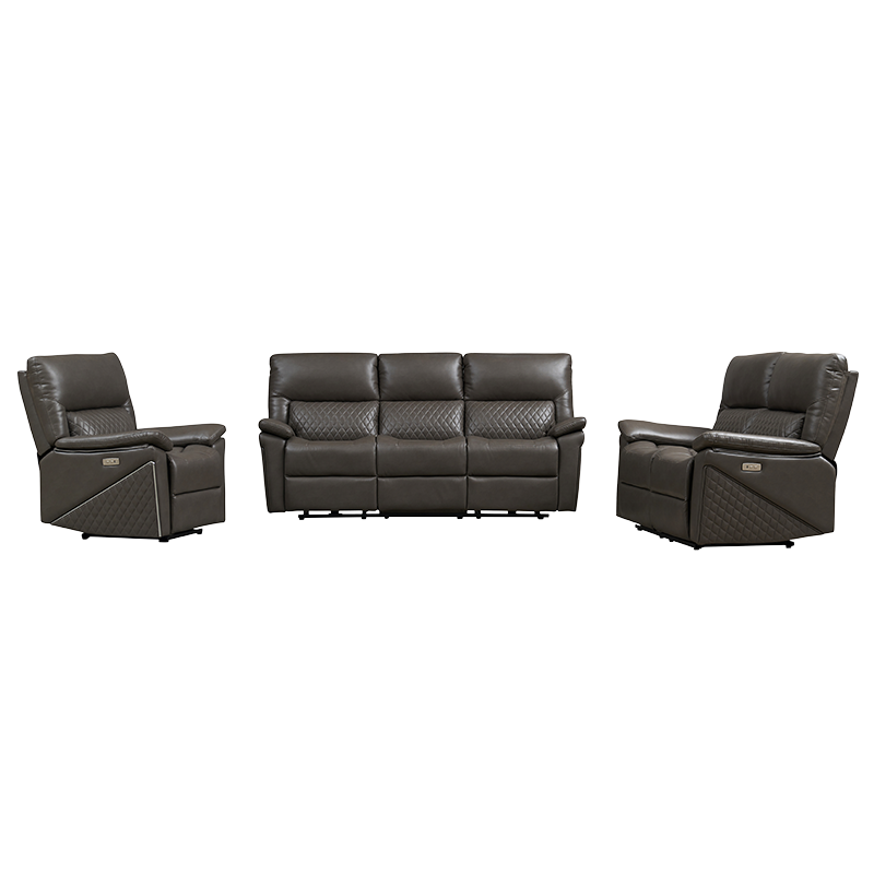 Meaitseálann leathair 3-phíosa leathair sraith tolg reclining leictreach
