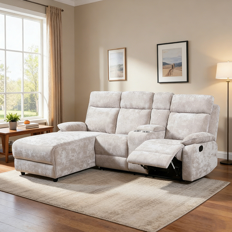 Tolg rannóige Chenille chaise le ottoman