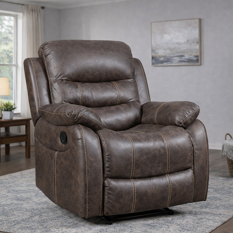 Leathar Upholstered Lámhleabhar recliner Cathaoirleach Do Seomra Maireachtáil