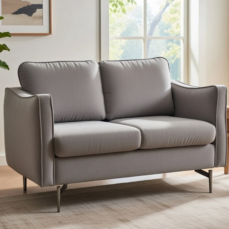 Fráma Adhmaid Nua-Aimseartha na Meán-Aois Upholstered Loveseat don Seomra Maireachtála