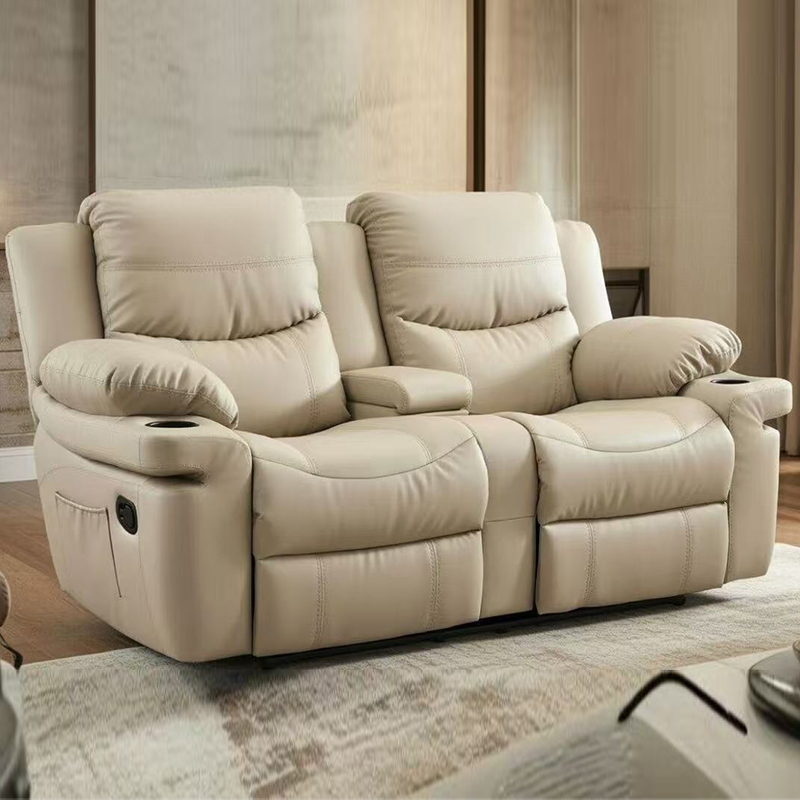 Leathar Upholstered Lámhleabhar Tairiscint Loveseat Recliner Cathaoirleach