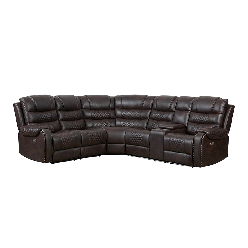6-Pcs Faux Leathar Power reclining Couches Sectional do Seomra Maireachtáil