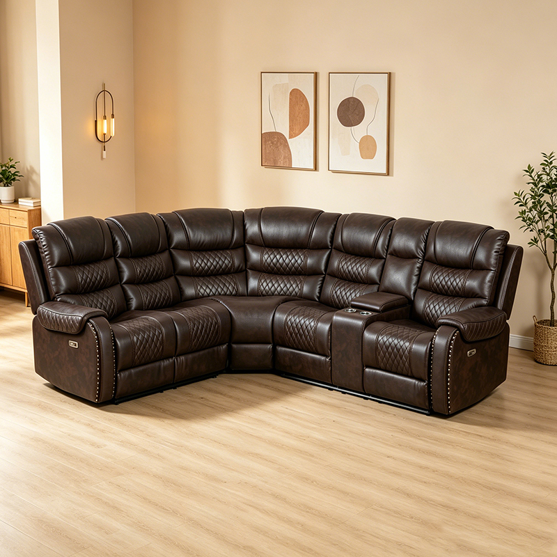 6-Pcs Faux Leathar Power reclining Couches Sectional do Seomra Maireachtáil